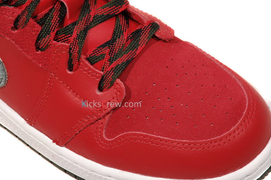 Air Jordan 1 Mid PREM BG Varsity Red Dark Army 619049-631