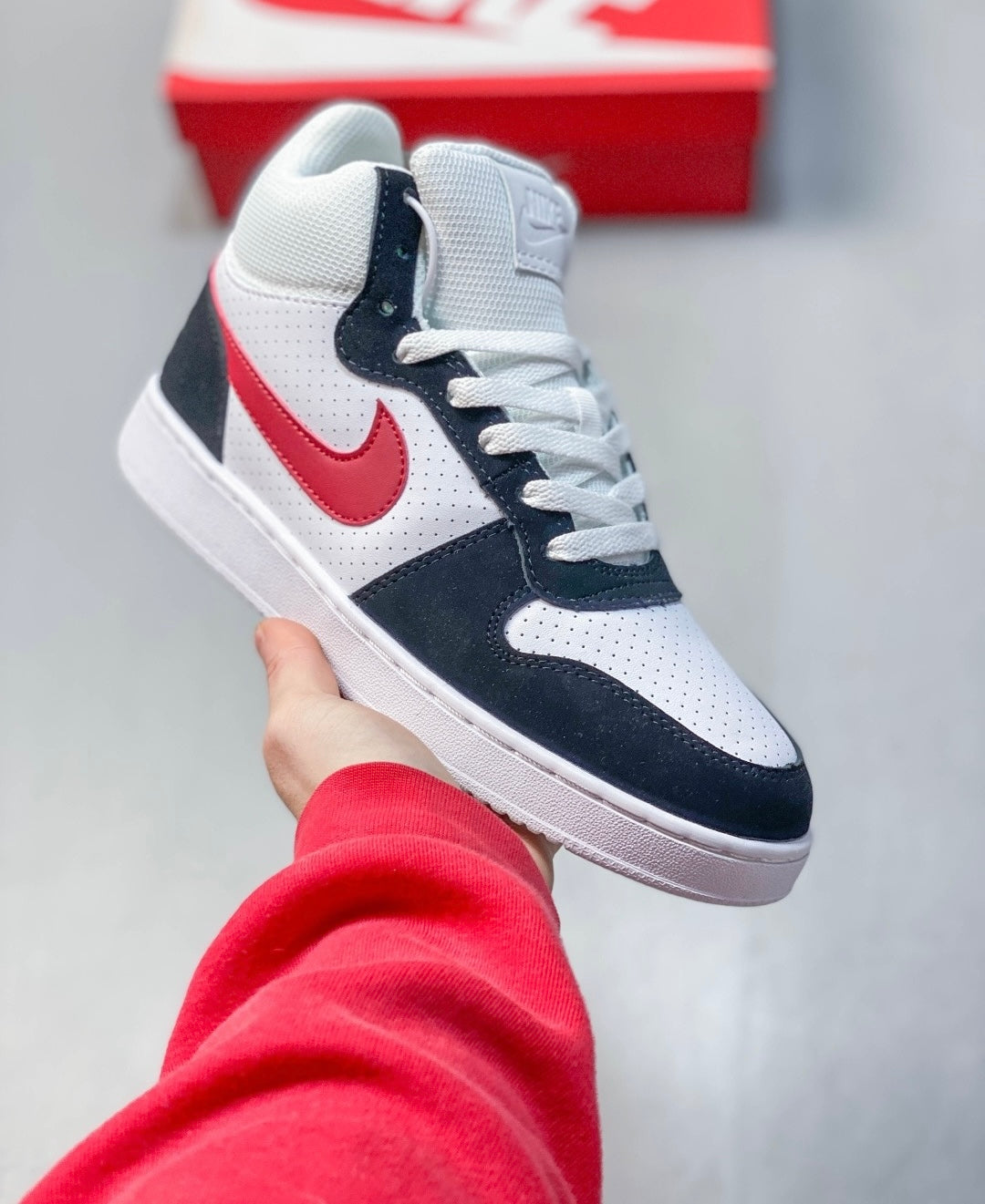 Nike Court Borough Mid  'White Red Black'  838938-104