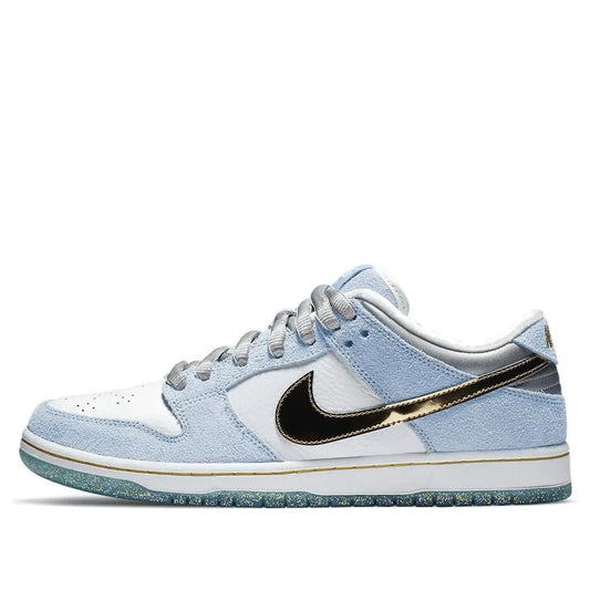 Nike Sean Cliver x Dunk Low SB White/Psychic Blue/Metallic Gold DC9936-100 sneakmarks