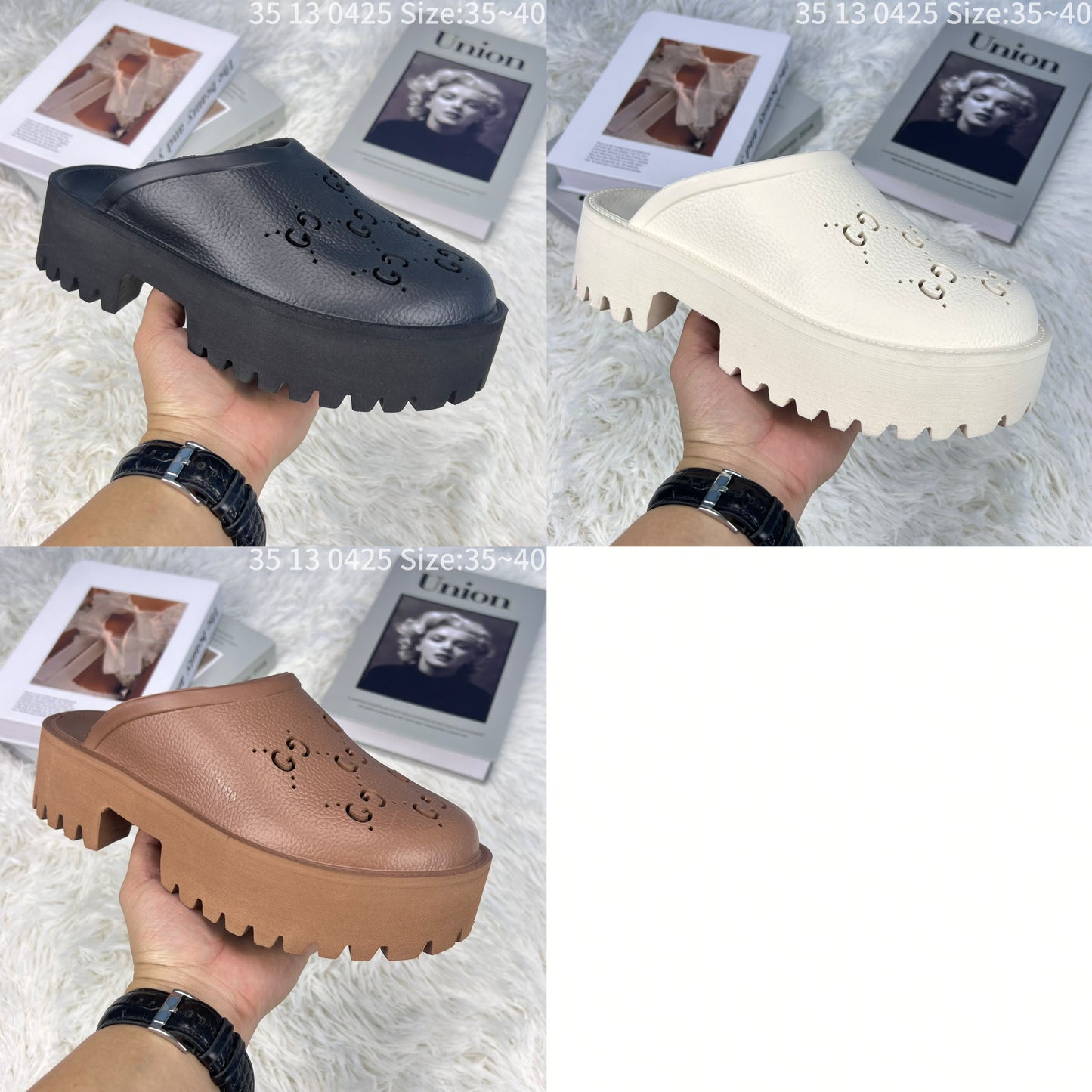Gucci Bubber Mules White 3513