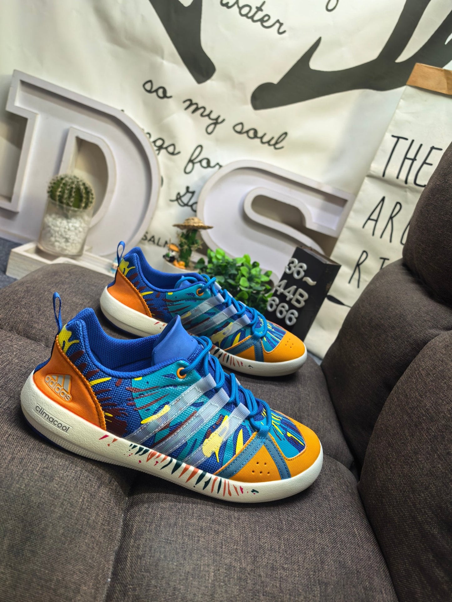 Adidas CLIMACOOL BOAT LACE  GRAPHIC Blue Orange DS-666D