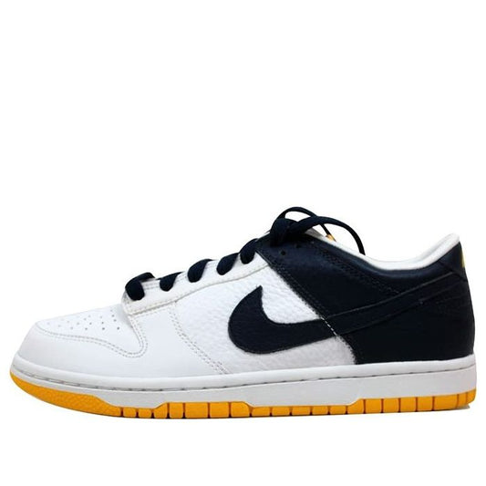 Nike Dunk Low GS 'Navy Heel' White/Midnight Navy-Varsity Maize 310569-145 sneakmarks