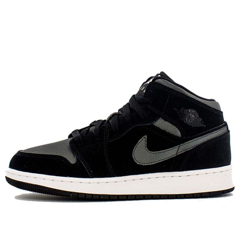 Air Jordan 1 Mid White Black Grey (GS) BQ6931-012