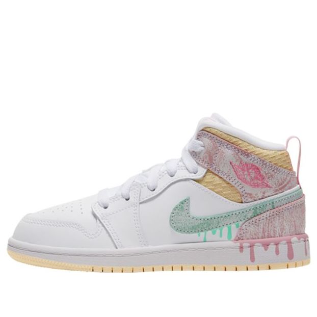 Air Jordan 1 Mid SE PS 'Ice Cream' White/Arctic Punch/Pale Vanilla/Green Glow DD1667-100