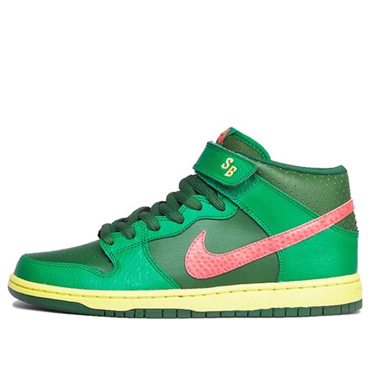 Nike Dunk Mid Pro SB Skateboard 'Watermelon' Lucky Green/Atmc Rd-Frtrss Grn 314383-363 sneakmarks