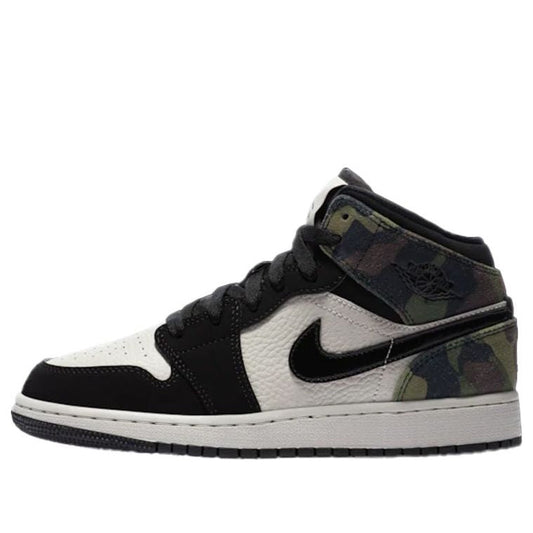 Air Jordan 1 Mid SE GS 'Camo' Light Bone/Black CW5550-001