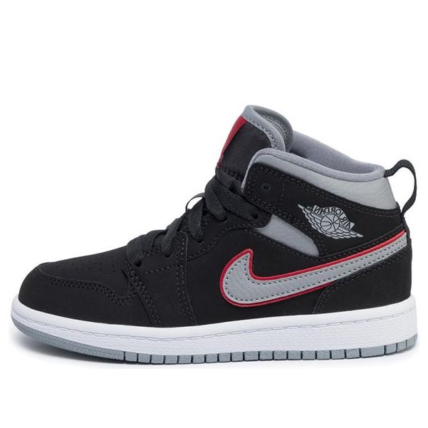 Air Jordan 1 Mid PS 'Black Particle Grey' Black/Particle Grey/White/Gym Red 640734-060