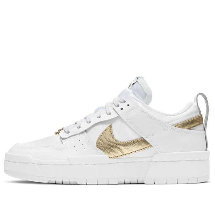 Nike Womens WMNS Dunk Low Disrupt 'White Metallic Gold' White/White/Metallic Gold DD9676-100 sneakmarks