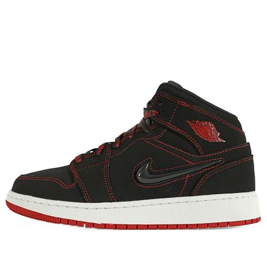 Air Jordan 1 Mid GS Fearless - Black Gym Red CU6617-062