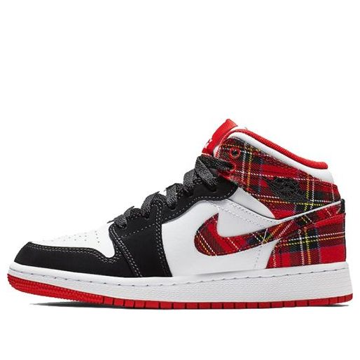 Air Jordan 1 Mid GS White Black Red 554725-607