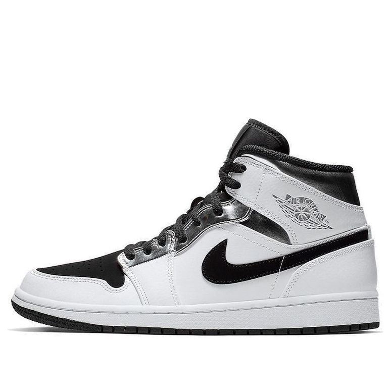 Air Jordan 1 Mid White Black Silver 554724-121