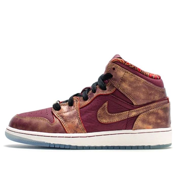 Air Jordan 1 Mid BHM GS BHM - Deep Garnet Gold 647562-605