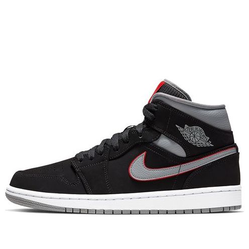 Air Jordan 1 Mid Black Grey Gym Red 554724-060